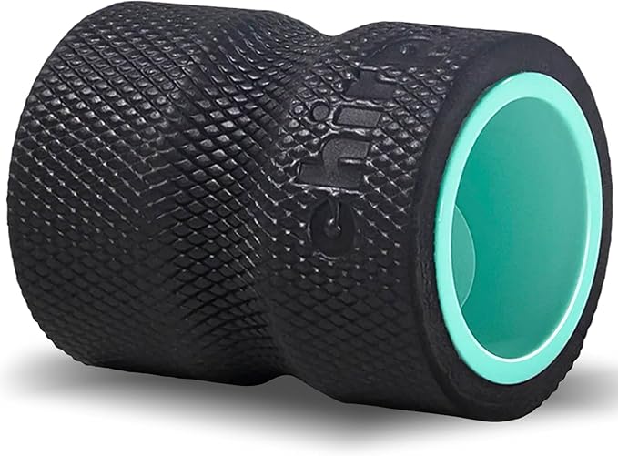 A person using a multi-density foam roller for a sore back to massage and release tight muscles.