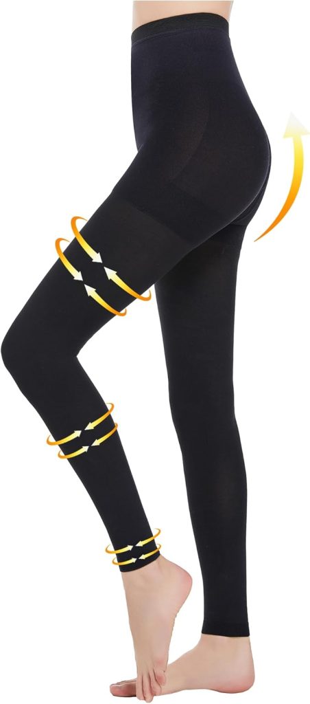 Medical-grade 20–30 mmHg compression leggings for circulation.