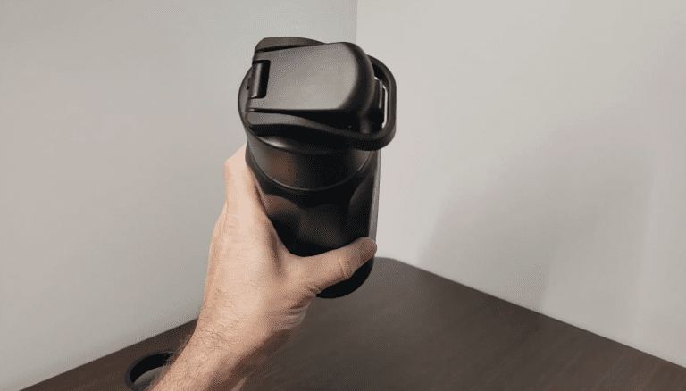 A smart water bottle connected to a smartphone app for hydration tracking